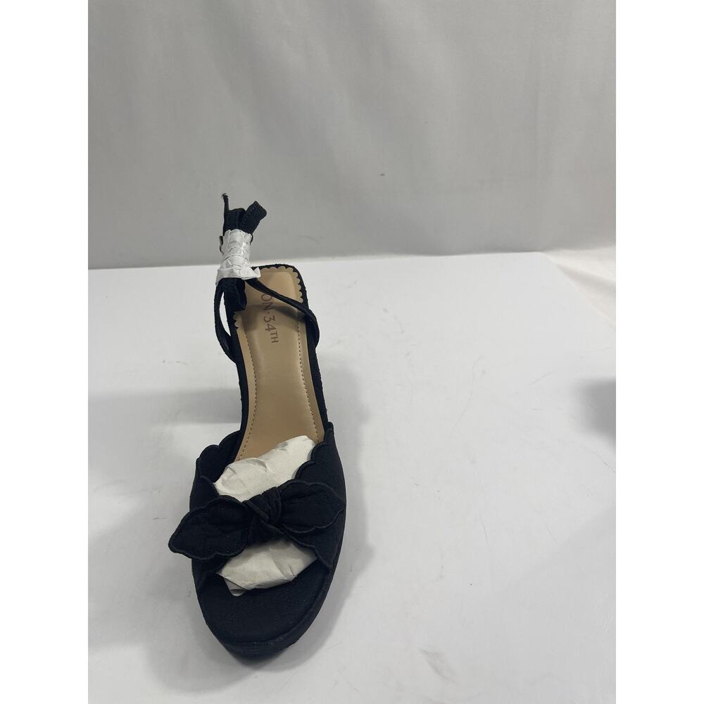 ON 34TH STANCIAAF Shoes SZ 7.5 Black Platform Bow Heels New Dressy Floral Patter - Picture 4 of 16